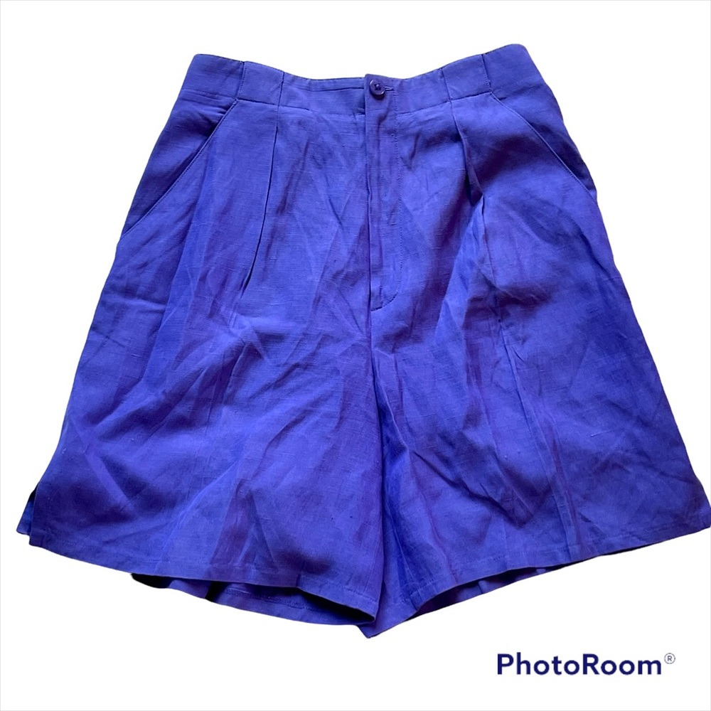Vintage Dana B & Karen purple high waist linen & silk shorts size 8